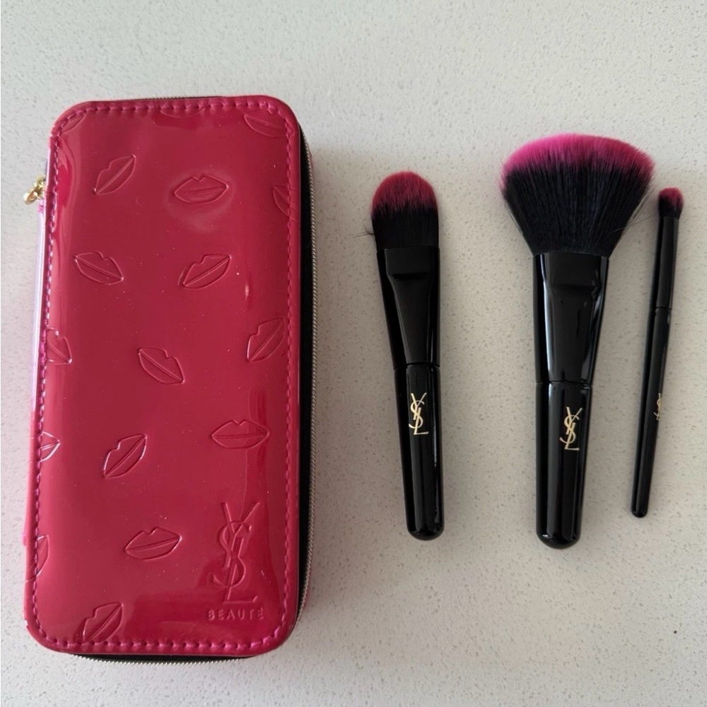 New Pink YSL Makeup Brush Set